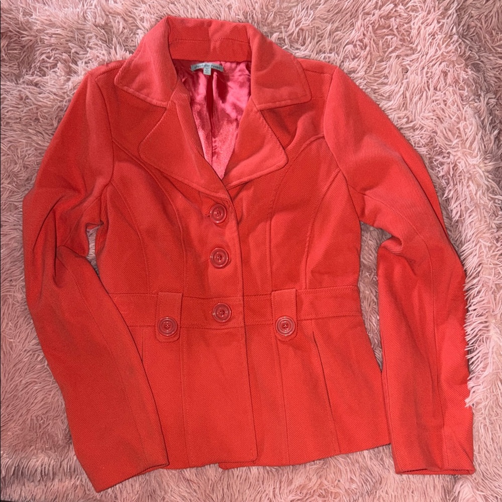 Charlotte Russe Coral-Red Button Front Blazer